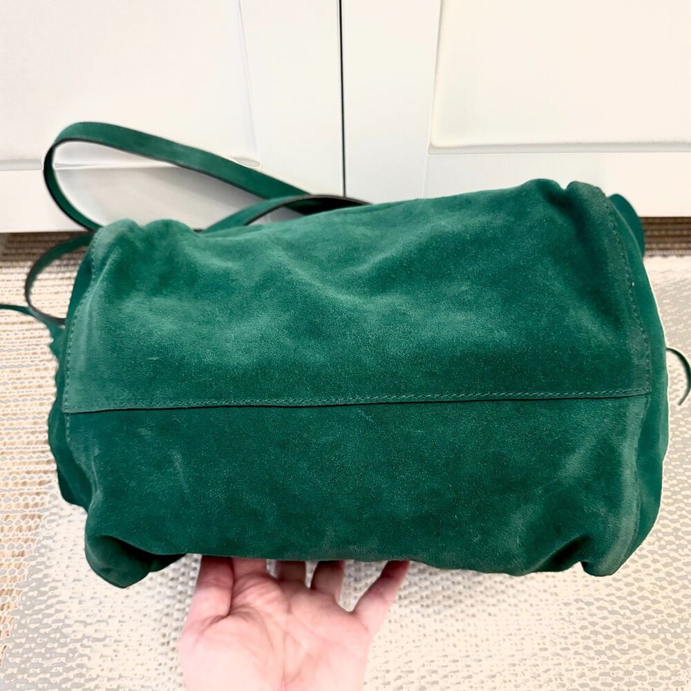 Michael Kors Ashbury Large Suede Grab Bag - Emerald, Gold Accents, Dust Bag - Picture 4 of 12